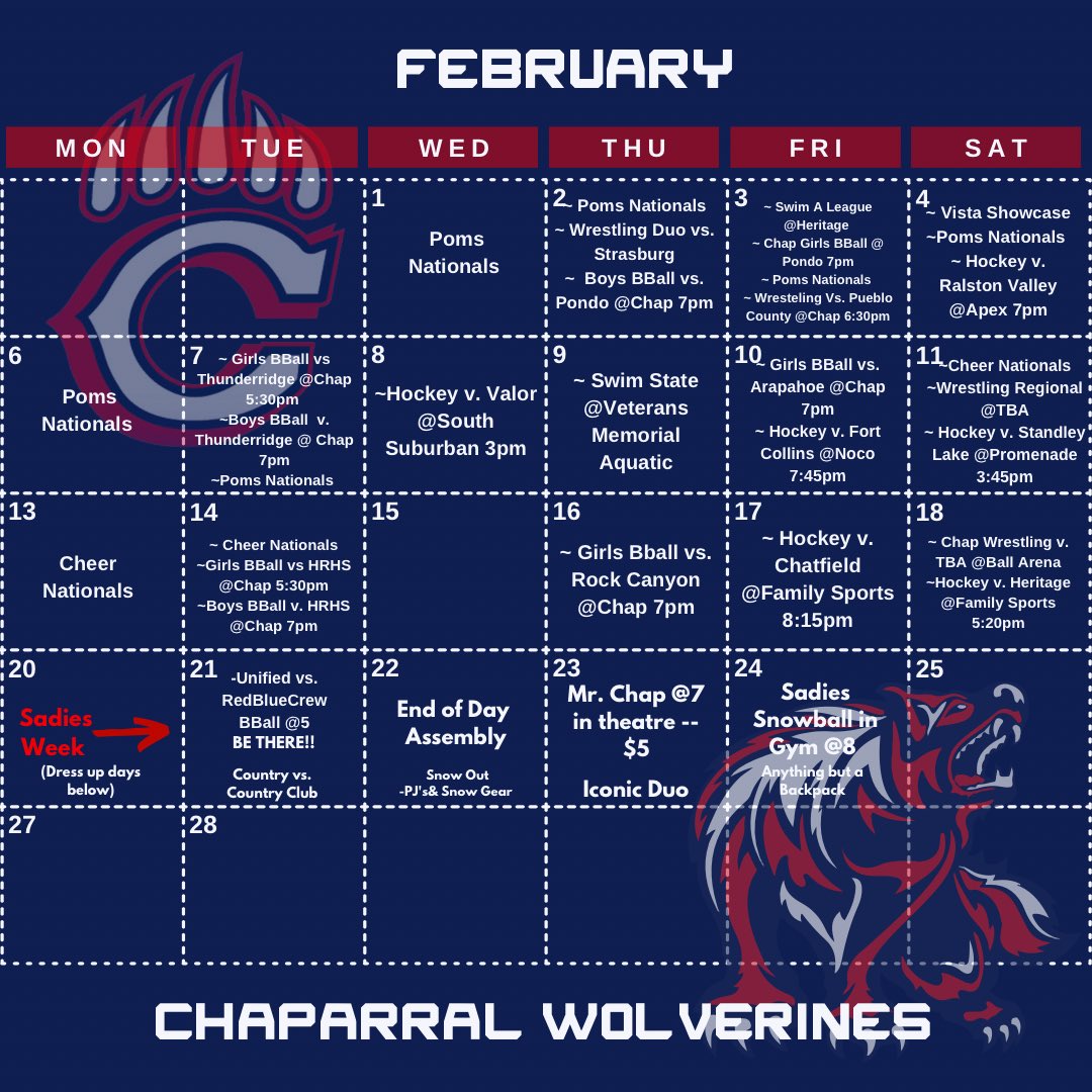 🔵🔴 FEBRUARY CALENDAR‼️‼️ save this chap and let’s show out for all our sports this month!