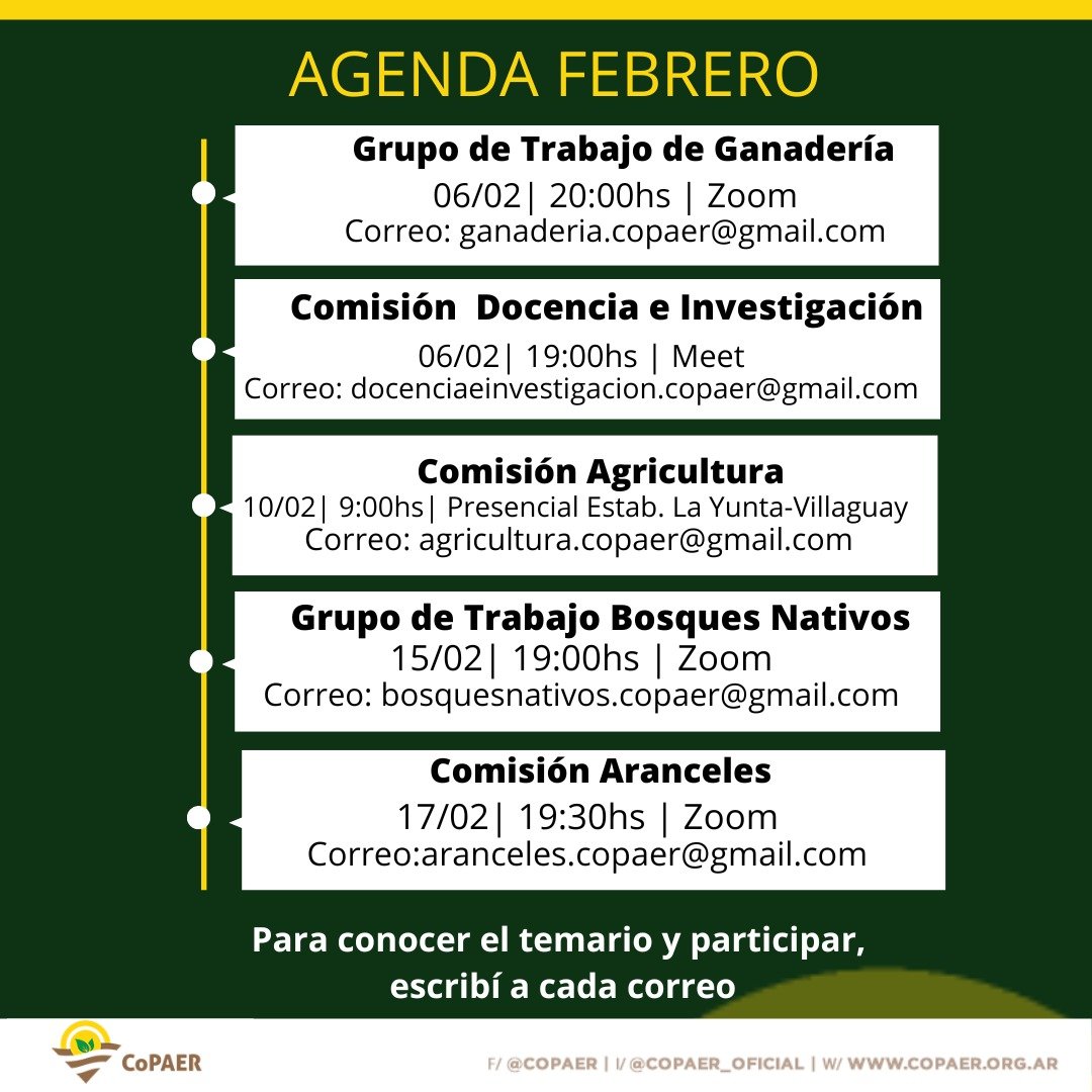 CopaerColegio's tweet photo. 📆 Para agendar ‼️

📣 Informamos a nuestros matriculados la agenda de reuniones del mes de febrero 📝 

📍 ¡Súmate y participá! 🙌 😉 https://t.co/CNoxgO5z7F
