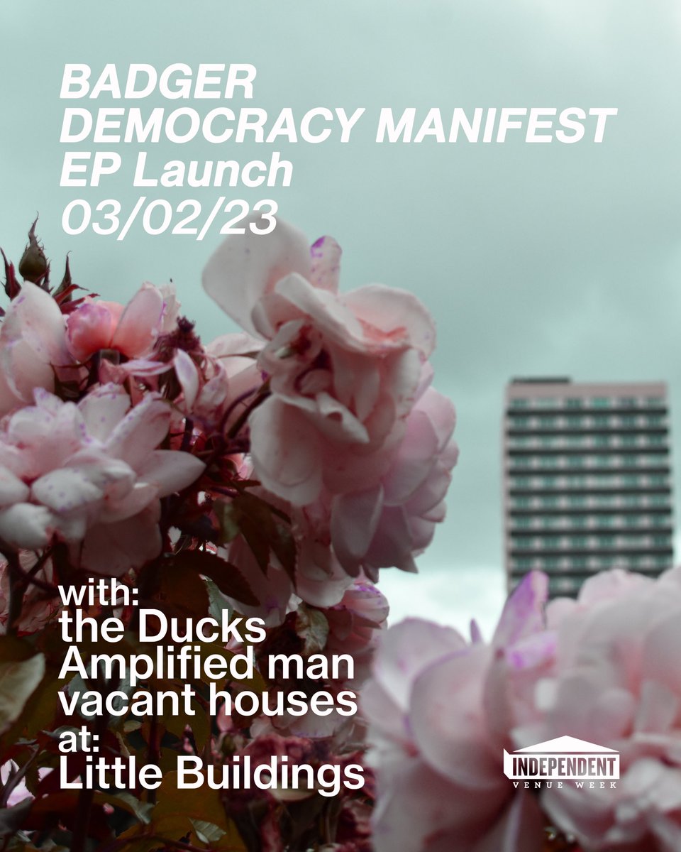 Badger (@homeofthebadger) on Twitter photo 🚨The launch gig for our new EP ‘Democracy Manifest’ is on FRIDAY 03/02/23 (😱) at <a href="/LttleBuildings/">Little Buildings</a> (£5 adv. ticket link in comments). We're thrilled to have support from the Ducks , <a href="/AmplifiedMan2/">Amplified Man</a> & Vacant Houses (all of whom are musical titans) as part of @IVW_UK 🚨The launch gig for our new EP ‘Democracy Manifest’ is on FRIDAY 03/02/23 (😱) at <a href="/LttleBuildings/">Little Buildings</a> (£5 adv. ticket link in comments). We're thrilled to have support from the Ducks , <a href="/AmplifiedMan2/">Amplified Man</a> & Vacant Houses (all of whom are musical titans) as part of @IVW_UK