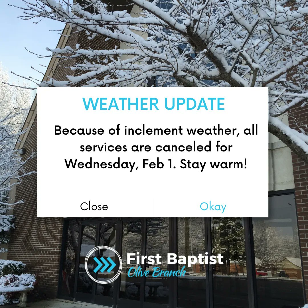 FBCOB's tweet image. Stay safe and warm! We will see you on Sunday!