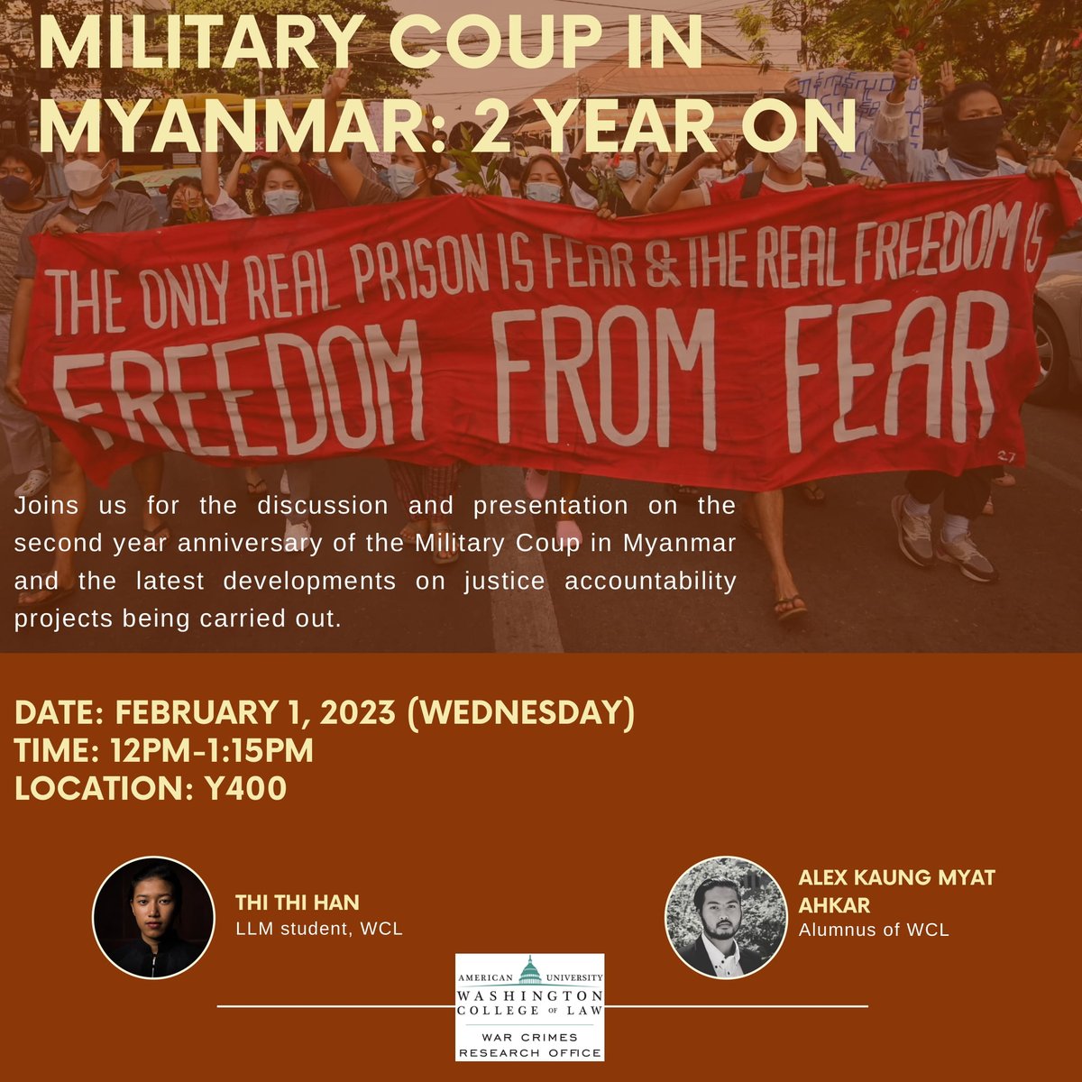 Happening TODAY: Roundtable Discussion on Military Coup in Myanmar at 12:00pm in Room Y400