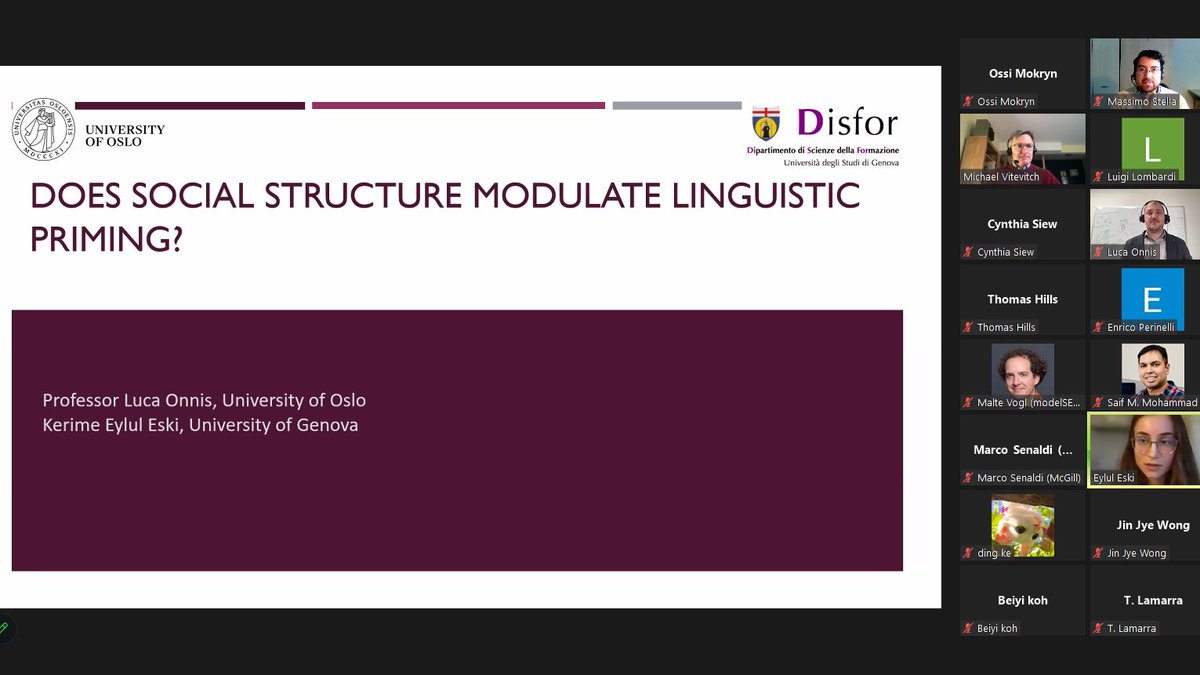 MassimoSt's tweet photo. How does network structure influences the diffusion of the adoption of behaviours relative to human language? A great talk by Eski and @LucaOnnis2 talk about this research question at #CompCog23:
#cognition #priming #diffusion https://t.co/LgmEq1Q7sx