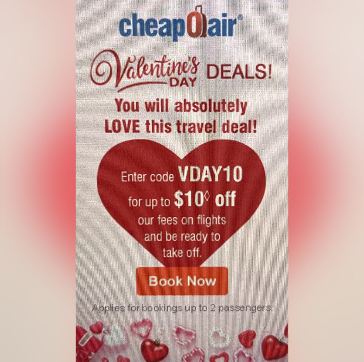 krushgraphix's tweet photo. #ad Valentine’s Day Travel Deals ❤️💕 BOOK NOW and save up to $10 off on flight fees via #cheapOair  with code VDAY10 https://t.co/qwYLBEsVML #brownsugarpromotionsllc #valentinesday #travel #affiliatemarketing #happyvalentinesday❤️ #traveldeals https://t.co/uwX9nRrY5X
