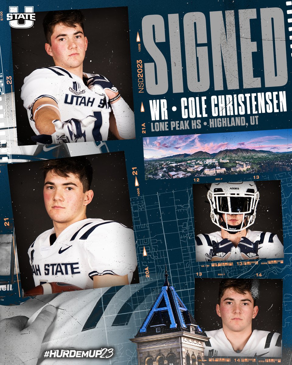 USUFootball's tweet photo. 𝗢𝗙𝗙𝗜𝗖𝗜𝗔𝗟𝗟𝗬 𝗔𝗡 𝔸𝔾𝔾𝕀𝔼 🤘🏼

Welcome home, @cmchristensen_!

#HurdEmUp23 | #AggiesAllTheWay https://t.co/arZlW5VGic