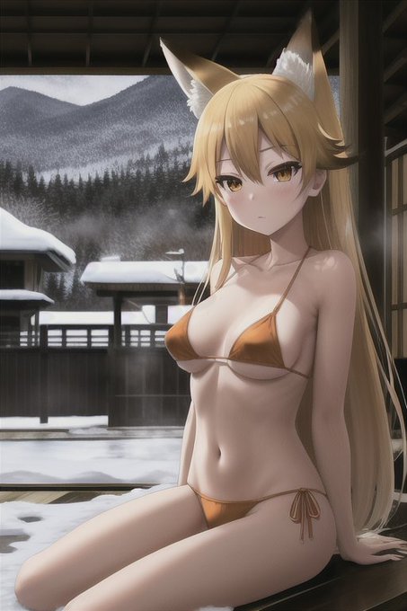 ギンギツネに続いてキタキツネちゃんも温泉浴シーンを作ってみました。

#けものフレンズ
#stablediffusion 