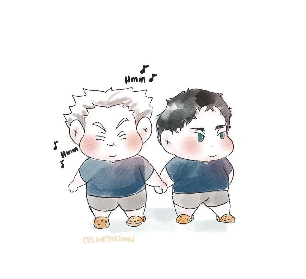 multiple boys 2boys blush male focus chibi holding hands short hair  illustration images