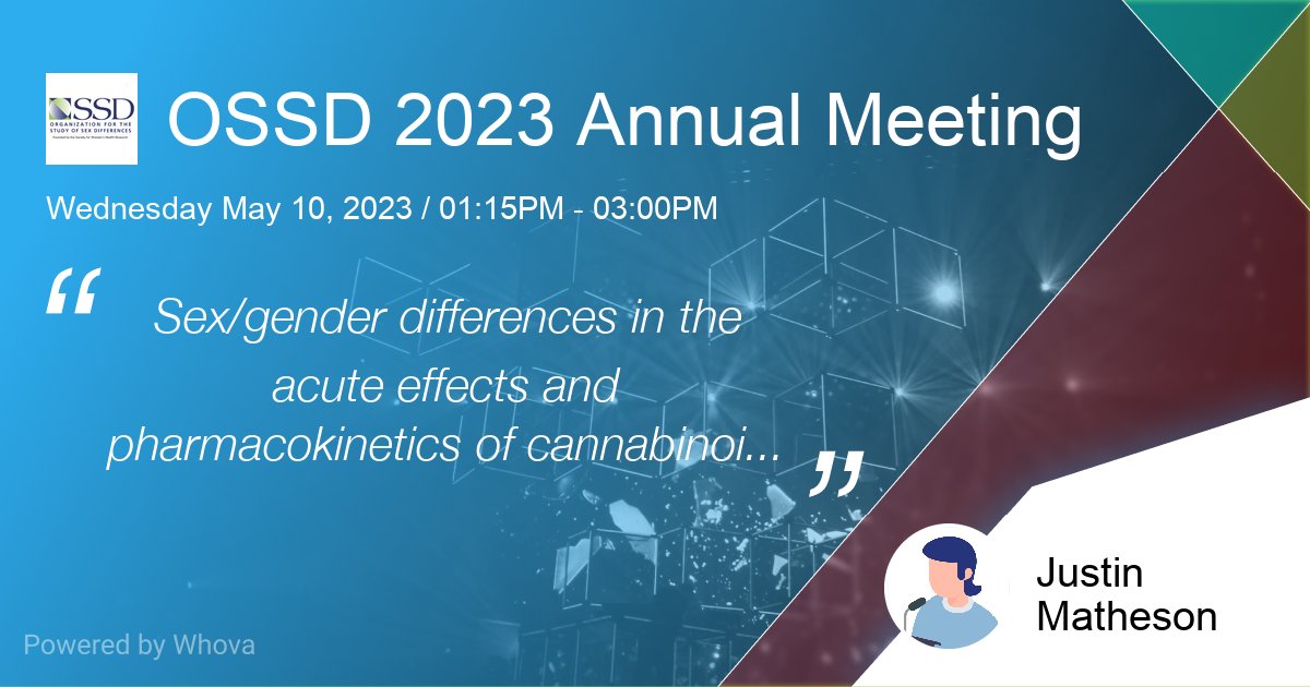Very excited to share our upcoming symposium <a href="/OSSDtweets/">OSSD</a> "Sex/gender differences in the acute effects and pharmacokinetics of cannabinoids: translational evidence from human and animal studies" with <a href="/canna_brain/">Matt Hill</a> <a href="/CarrieCuttler/">Carrie Cuttler 🌈</a> <a href="/RyanMcPickle/">Ryan McLaughlin</a>