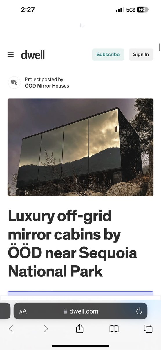 When a lockdown project becomes a first in America thanks to my friends <a href="/OodHouse/">ÖÖD House</a> , so happy to see this great article in <a href="/dwell/">dwell</a> ⭐️💫😊Paradiseranchinn is located in California next to Sequoia National Forest. ;)