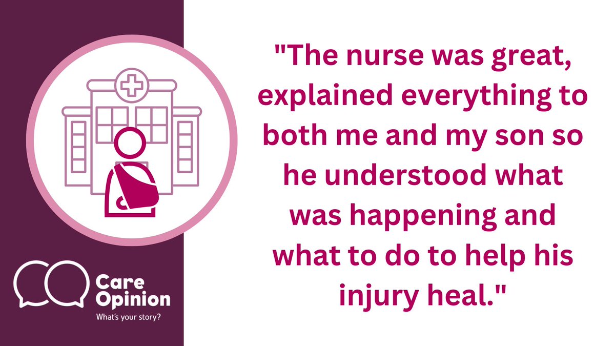 A thank you from a parent to the #AandE and #MinorInjuries teams at #FVRH for timely care and advice after their son suffered a shoulder injury at school. Read more below! <a href="/NHSForthValley/">NHS Forth Valley</a> 
careopinion.org.uk/1024635