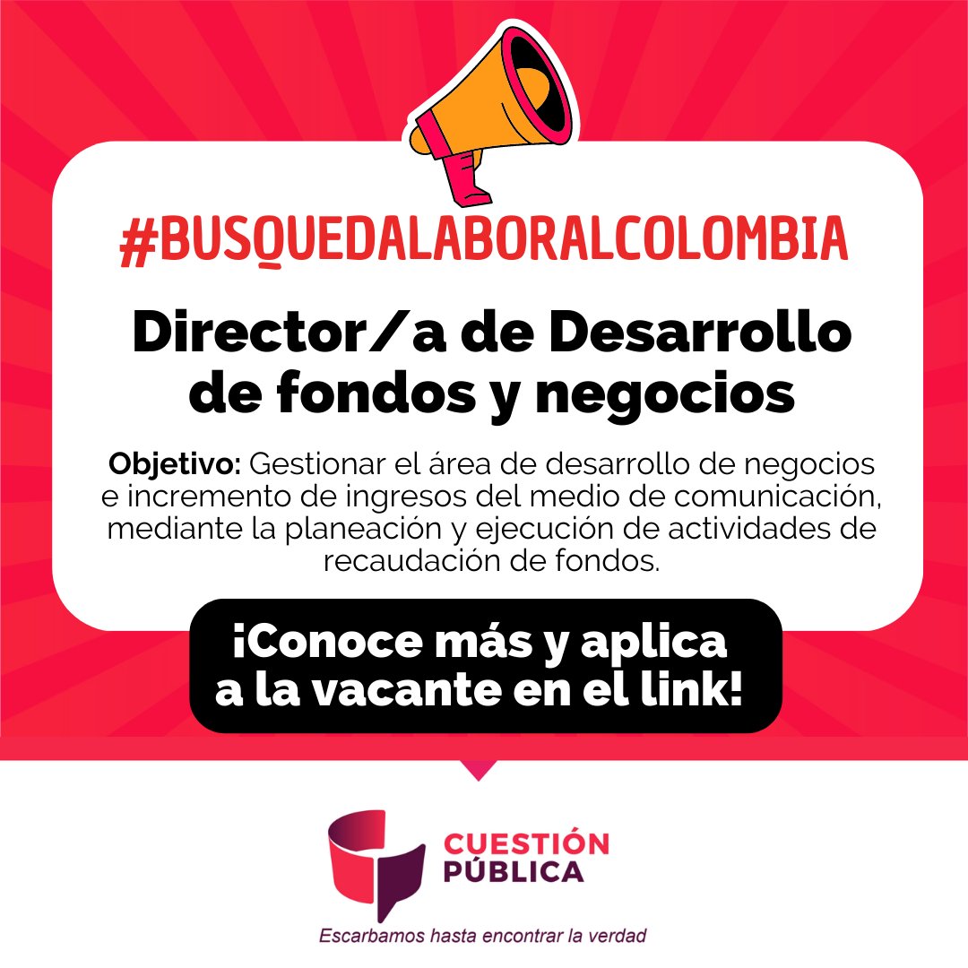 clubfundraising's tweet photo. 🔎 #BusquedaLaboraDestacada COLOMBIA

Director/a de Desarrollo de fondos y negocios

Objetivo: Gestionar el área de desarrollo de negocios e incremento de ingresos del medio de comunicación.
👇 Conoce más y aplica entrando en el link👇
https://t.co/rYBKzcrO8n https://t.co/tOxEy9Tg9l