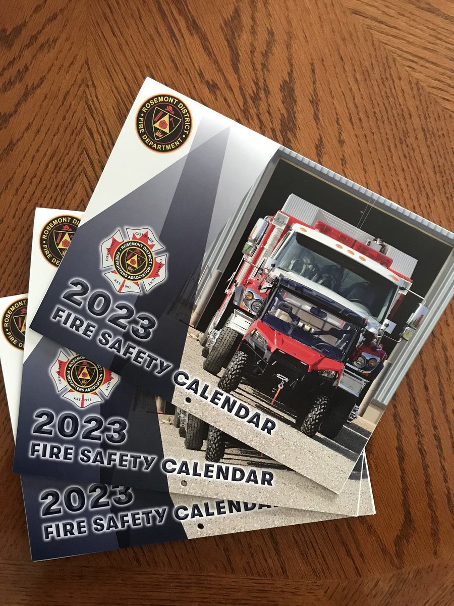 Limited # of our 2023 Fire Safety Calendar still available. For a min donation of $25.00 to the Rosemont District Firefighters Association, we will mail one to you anywhere in Canada and provide you with a charitable tax receipt. Email us at rdffa@rosemontfire.ca or message me.
