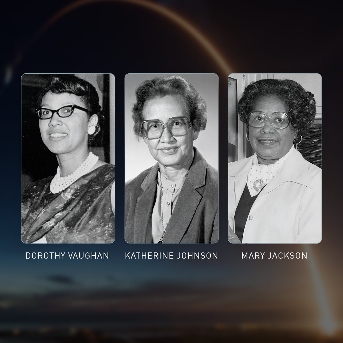 Today we celebrate Katherine Johnson, Dorothy Vaughan, and Mary Jackson, the legendary NASA “human computers” whose brilliance helped to propel the first American into space in 1962. 

Learn More: bit.ly/3jorz8X 

#BlackHistoryMonth #HiddenFigures #NASA #legends #space