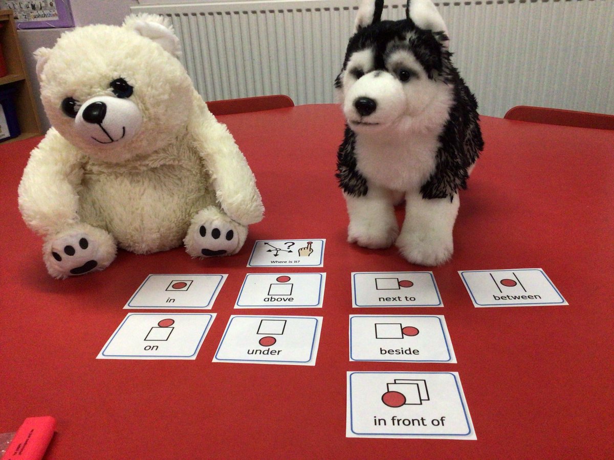 murrayfieldlc's tweet photo. P2-3 were working on our where? words today. Hide the winter animal and ask a friend to tell you a sentence describing where it it. The husky is under the seat, the polar bear is between the wall and the cupboard were just a few of our super sentences!🐻‍❄️ #whwords #prepositions https://t.co/4Pcop4wd74