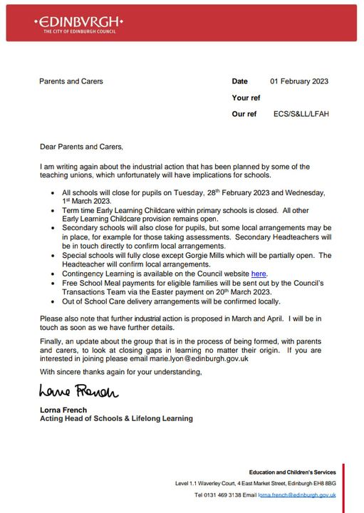 *NOTICE* as per email from school office
Further #IndustrialAction on the 28th February and 1st March.
The contingency learning link is: edinburgh.gov.uk/schools/suppor…