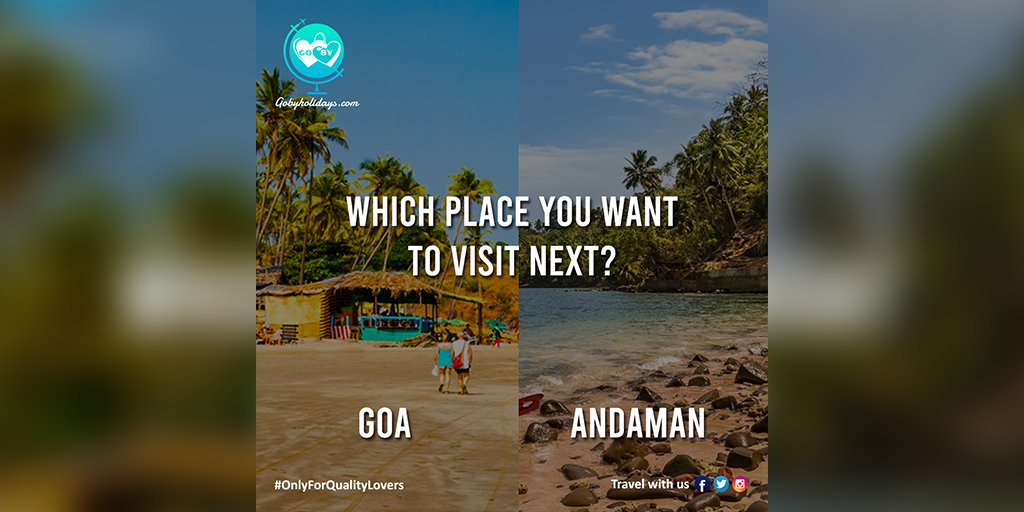 Choose your next travel place and get our best-in-class tour packages made only for Quality Lovers!

#GoByHolidays #YourOwnTourPackage #andaman #andamanislands #andamandiaries #andamantourpackage #portblair #neil #neilisland #goa #northgoa #southgoa #goadiaries #goabeach