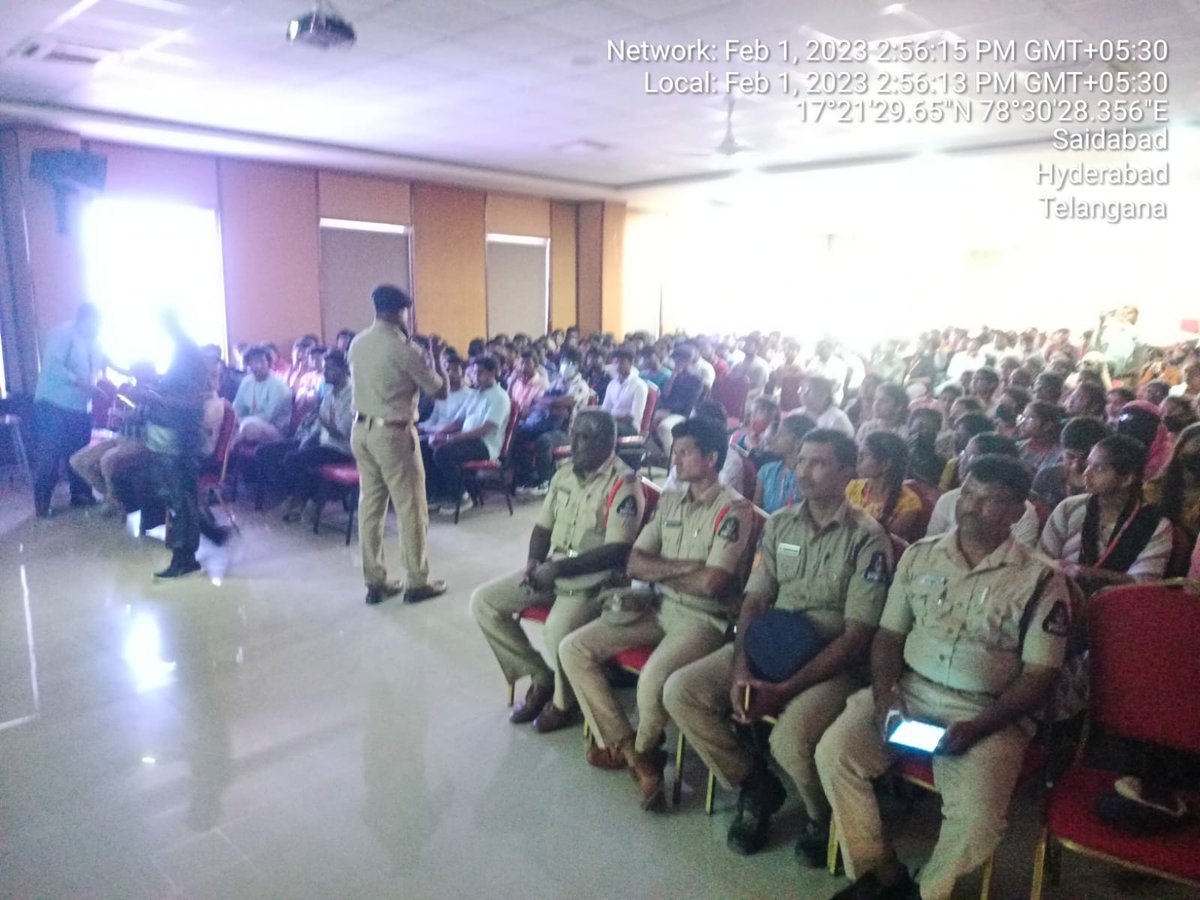 Today Saidabad Police Conducted Community Policing at Mathru Sri Engineering College regarding Cyber Crimes, CCtv Cameras, Eve Teasing, etc.,
