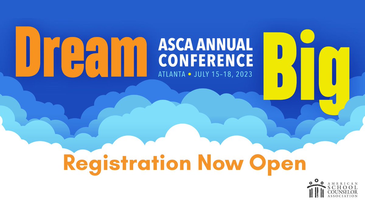 Get ready to Dream Big! Registration for the 2023 ASCA Annual Conference is now open. Register here: ascaconferences.org/2023/register