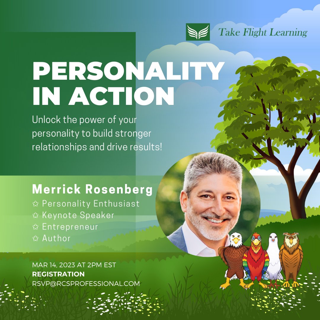 RCSProServices's tweet image. We are thrilled to be hosting Merrick Rosenberg to show you how you can unlock the power of your personality to build stronger relationships and drive results!

Join us on March 14th 🍎 RSVP today: hubs.li/Q01zX90N0

#rcspro #rcsevents #takeflightlearning #powerful