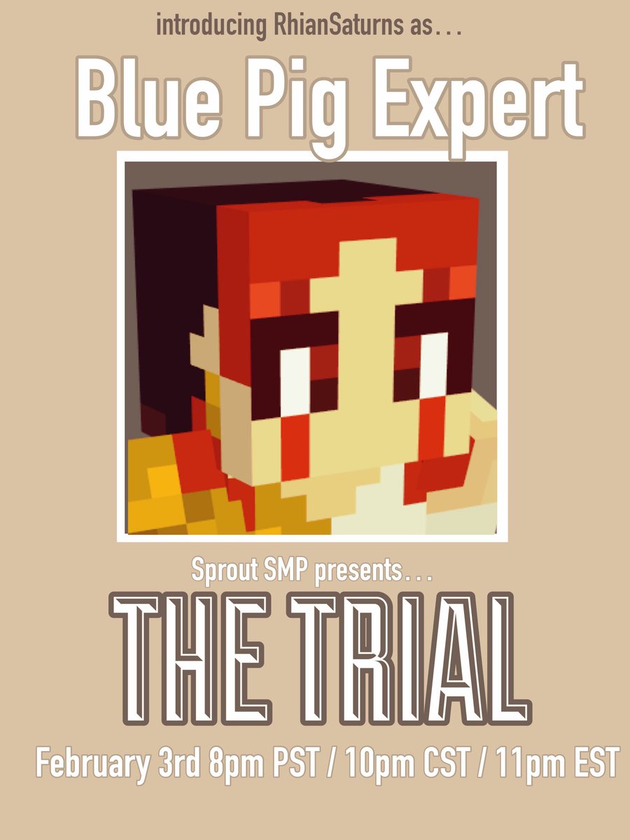 TheSproutSMP's tweet photo. Introducing @rhiansaturns as our blue pig expert!
Rhian will help with making sure all audiences understand the background of our dearly departed victim.
Will their expertise sway your vote?
See you soon. #SproutSMP https://t.co/uPBz2kpJuB
