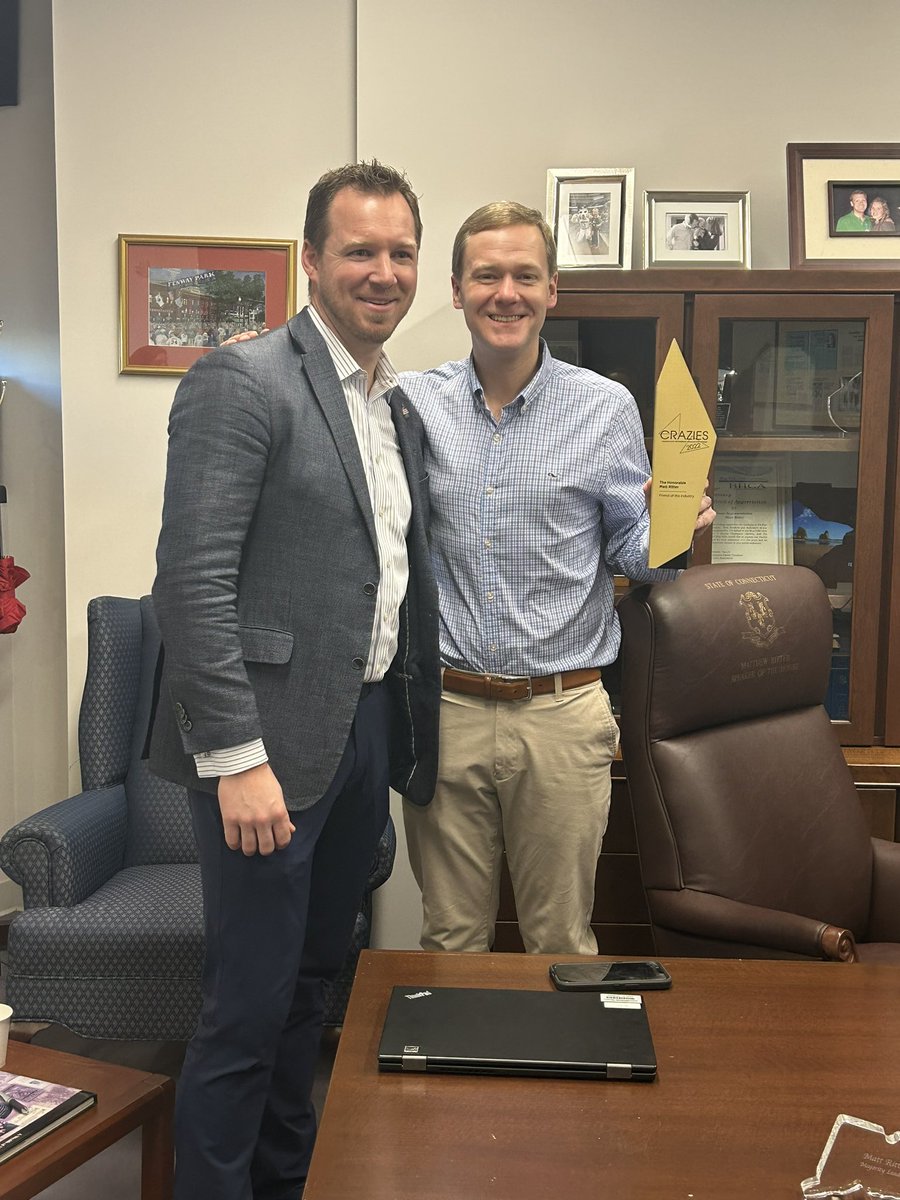 ScottDolch's tweet photo. He was unable to attend our @CraziesAwards in December, so I stopped into the Legislative Office Building yesterday to give the Speaker his CRAzy for Friend of the Industry in 2022! Thank you for your continued support and like I said yesterday “yes, it is better than an Oscar.” https://t.co/e5GX4K4pwG