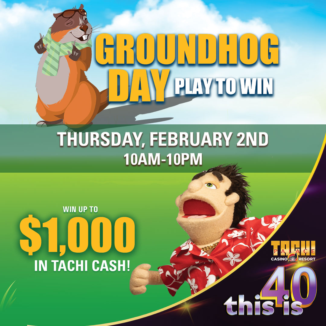 Play to win TOMORROW! Play to earn 200 points to swipe 💳 at the Reward Kiosk to win up to $1,000 in Tachi Cash! 💰 #TachiPalace #ThisIs40