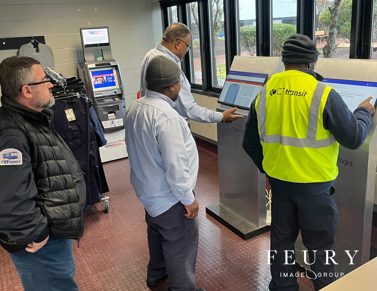 FeuryImageGroup's tweet image. There's a uniform fitting—and then there's a #Feury Program Fitting!

Earlier this month, @CTTransit employees got to try on various styles &amp;amp; options on-site, pick their favorites, then order on the spot w/ one of our Program Kiosks!

hubs.la/Q01zRsDH0 | #ManagedPrograms