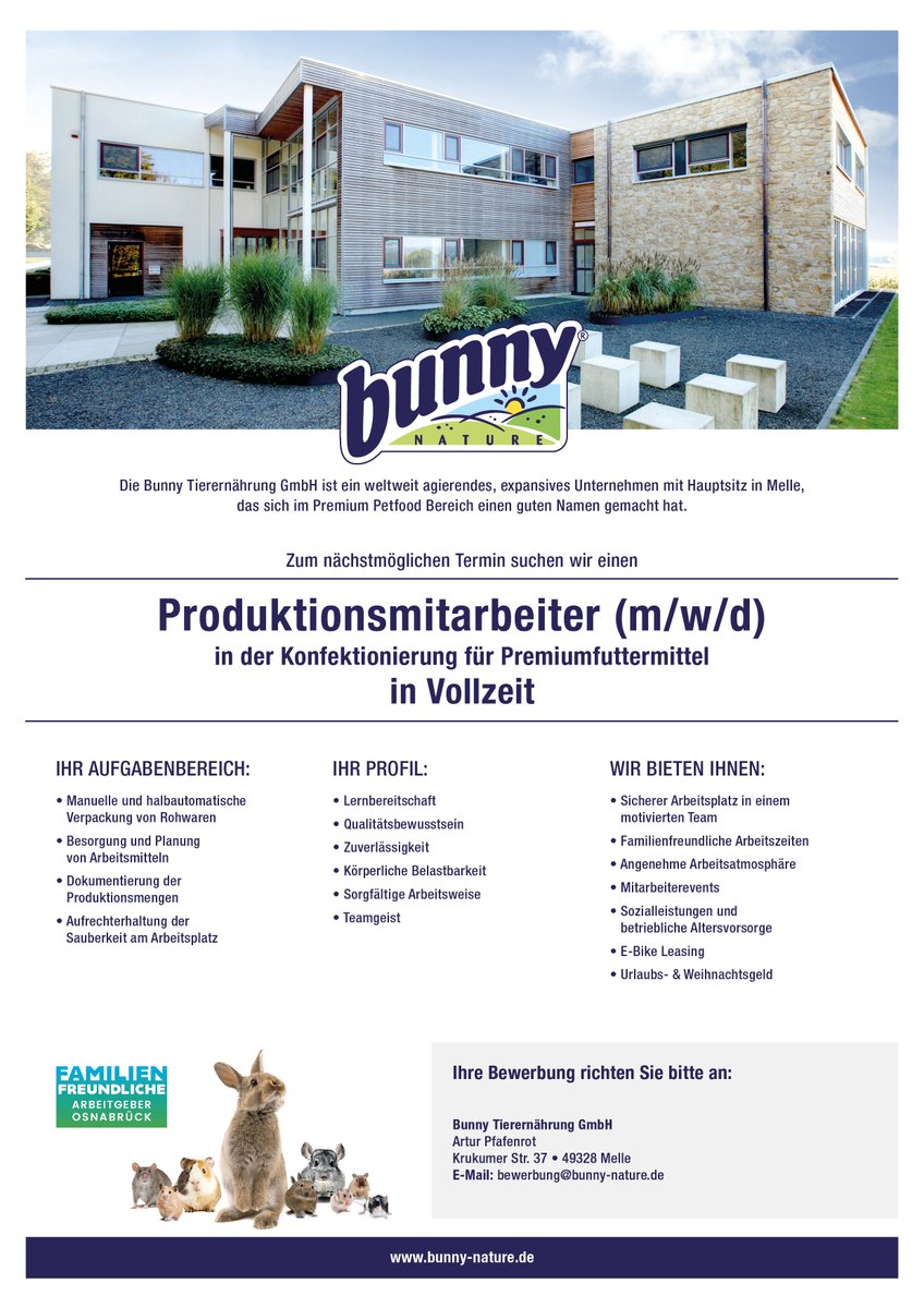bunny_nature's tweet photo. Wir suchen Dich! Familienfreundliches Unternehmen sucht Mitarbeiter/in (m/w/d) für die Produktion.
#stellenangebote #wirsuchendich #stellensuche #jobsuche #stellenanzeige https://t.co/D2Ou0gFDkC