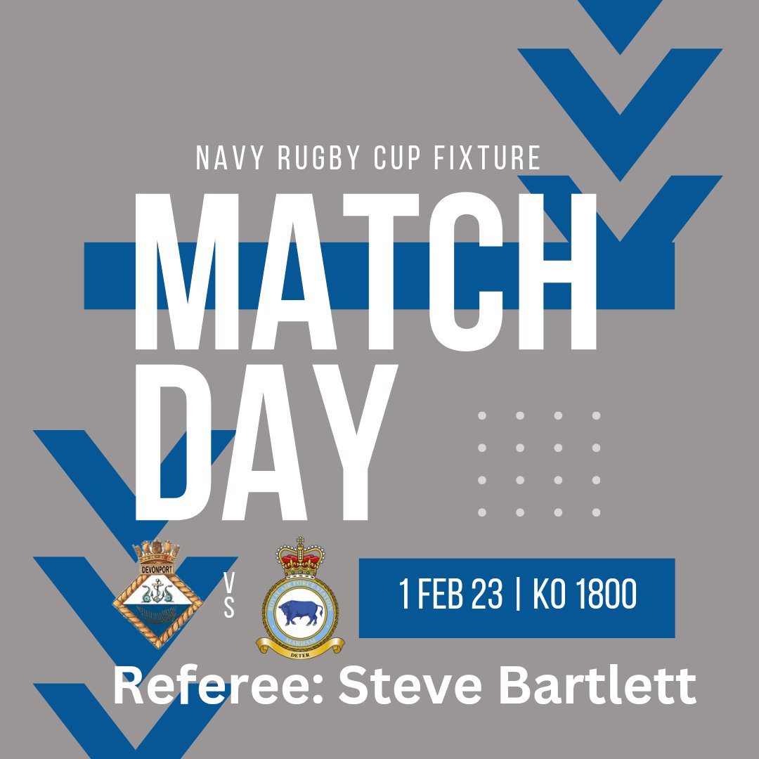 The only RNRURS appointment today, <a href="/RNRugby/">Royal Navy Rugby</a> cup match HMNB Devonport vs RAF Marham (Lightning Force) <a href="/sportingblues1/">Devonport Services, The Sporting Blues</a>
Rectory.

The referee will be our very own PO Steve Bartlett, 1700 Sqn.

Best of luck Steve, and to both teams.

#rugby #referee #rugbyreferee
