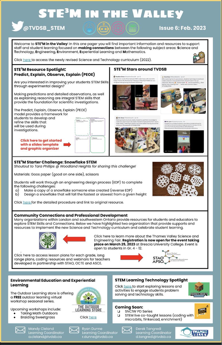 Looking for resources, explorations and community connections to support #STEM in your classroom? If so then check out our February edition of #STEMintheVALLEY <a href="/tvdsb/">Thames Valley DSB</a>                                  bit.ly/STEMintheVALLEY