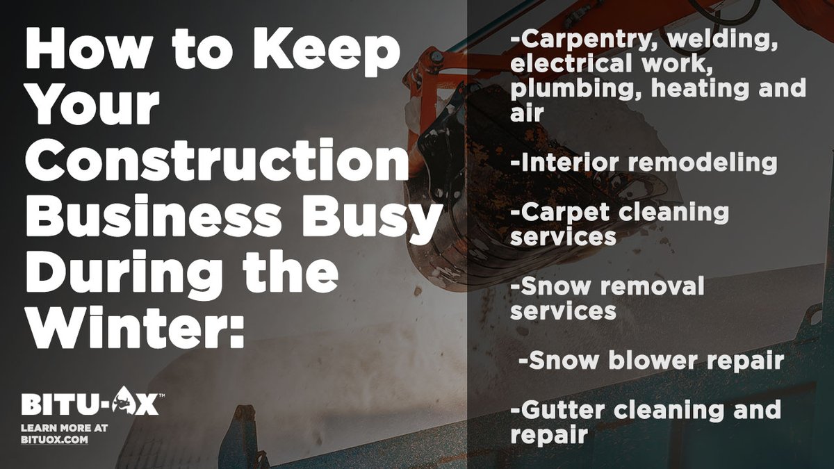 BituOX's tweet photo. Winter is often considered downtime in the construction industry. Depending on your location, projects can either slow or halt entirely in the colder months. https://t.co/F9pRxq8jIc