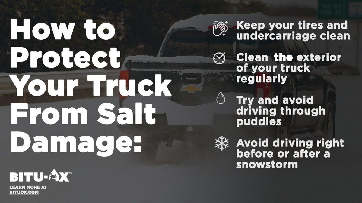 BituOX's tweet photo. Winter weather brings one of the trucking industry’s greatest friends and foes, road salt. Salt prevents and melts ice, making road surfaces safer for travel, but it also significantly speeds up the corrosion of a truck. https://t.co/PRCyKriqQH