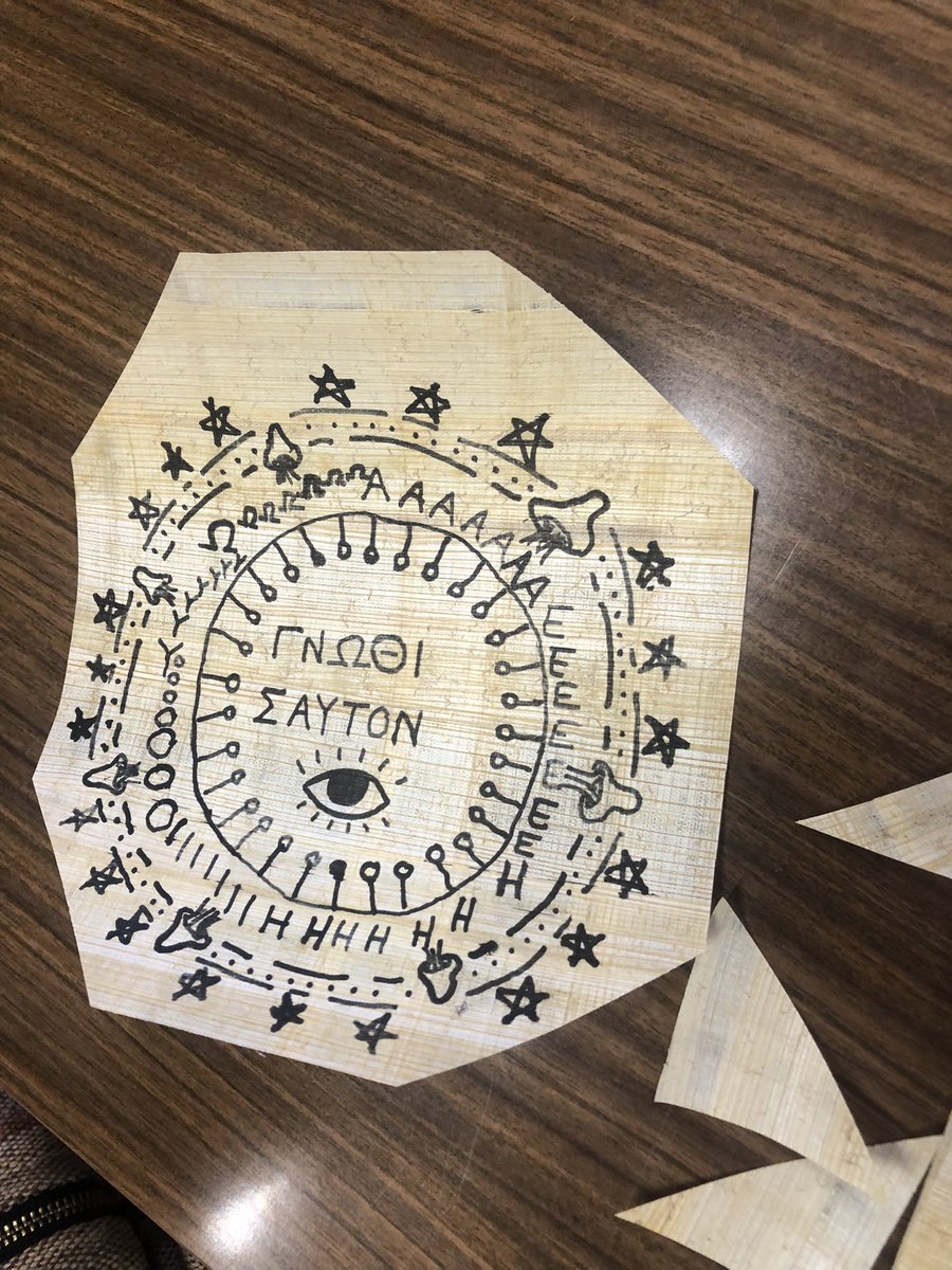 JuliaSchwarzer's tweet photo. Heute fand die letzte Sitzung meiner Übung „Magie im spätantiken Ägypten“ @AlteGJMU statt. Schwerpunkt waren die koptischen magischen Papyri, die im Projekt „The Coptic Magical Papyri“ ediert werden. Zum Schluss durften die Studierenden kreativ werden.
#Coptic #Magic #teaching https://t.co/munpSPOrsm
