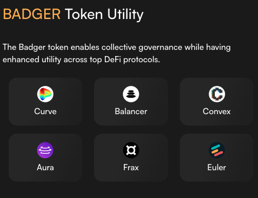 BadgerDAO's tweet photo. 2/

Looking for Badger token utility? Look no further. 

All active platforms currently providing enhanced utility for the Badger token across DeFi can be accessed with the click of a button. https://t.co/GMBTPvXHYd