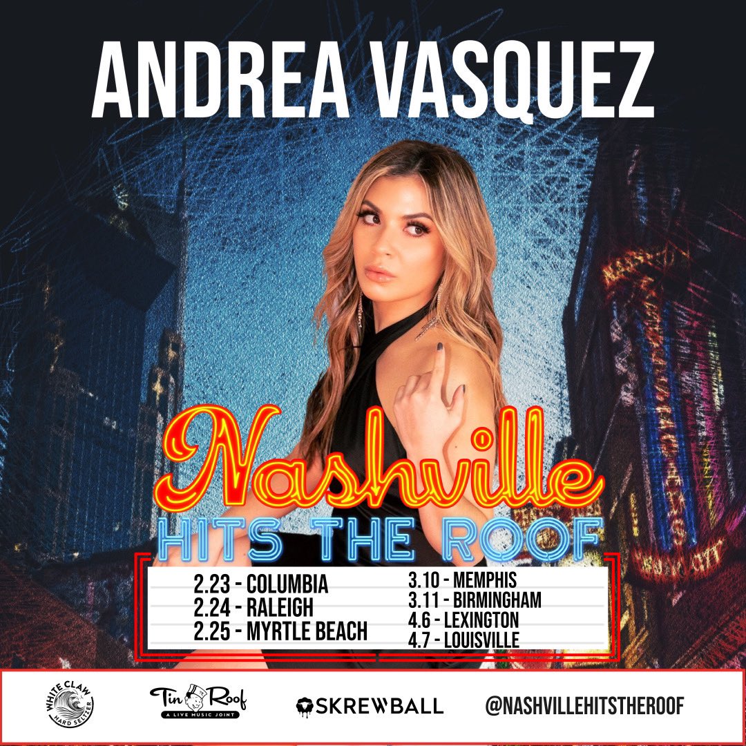 Latin-infused country artist <a href="/dreavasquez/">Andrea Vasquez</a> is going on tour! 

Check out her NASHVILLE HITS THE ROOF tour dates!