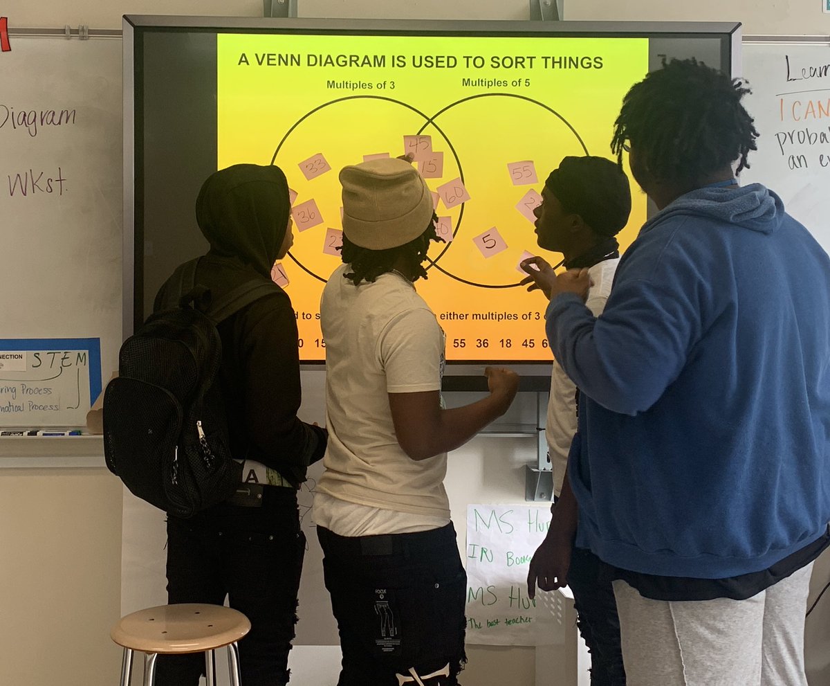 misshuff_teach's tweet photo. Covering standard MAMDMD.1 and this one got them up close and personal on the board sorting things into the Venn Diagram. POSITIVE INCENTIVE: If they get everything right Chick fil A breakfast on Ms. Huff tomorrow @APSWashington #BTW #AMDM https://t.co/ryi7x3LV9J
