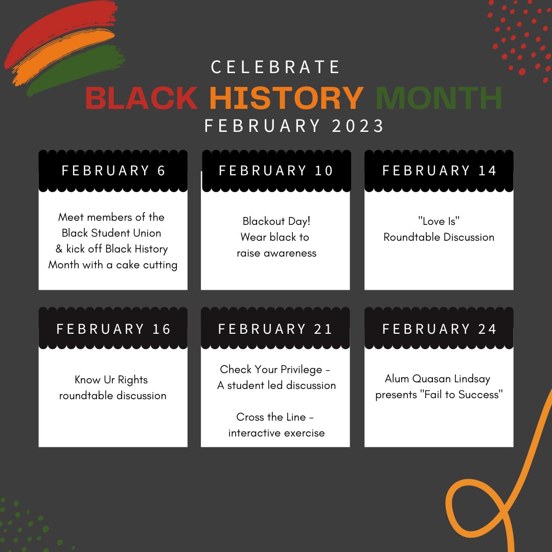 The Black Student Union at Felician University commemorates Black History Month and invites students to attend six engagement events during the month of February.

Read more with the link in our bio 👆