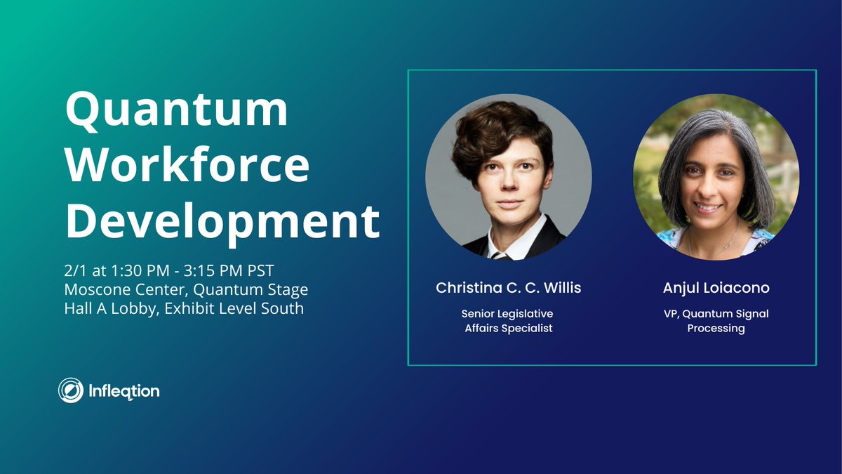 📣 Quantum Workforce Development Panel with Anjul Loiacono and <a href="/willischristina/">Christina C. C. Willis</a> 
1:30 PM - 3:15 PM PST in the Moscone Center, Quantum Stage, Hall A Lobby. Other panelists include Lincoln Carr, Kiera Peltz, and Matthew Posner lnkd.in/ea28HRcH #photonicswest2023 (3/3)