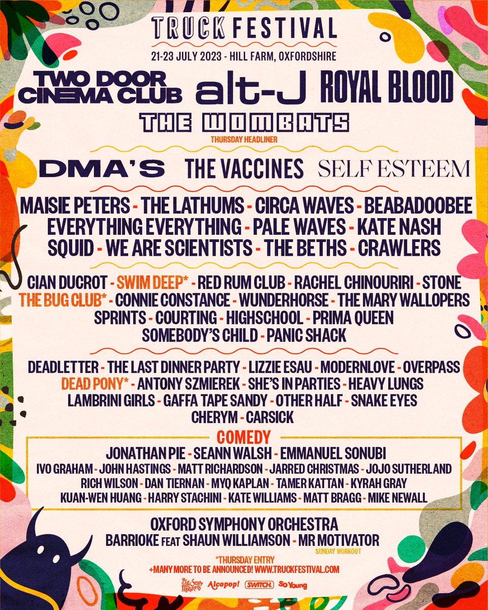 TruckFestival's tweet image. ⚡️ COMPETITION TIME: LIKE, RETWEET &amp;amp; TAG 4 PALS FOR THE CHANCE TO WIN 6 x ZODIAC WEEKEND TICKETS AND £200 BAR TAB ⚡️⁣

💥 IT'S THE 2023 TRUCK LINE UP  @royalblooduk  @TDCinemaClub  @alt_J  @thewombats 💥

It's your last chance to sign up for pre-sale!! 😘
bit.ly/2023SignUpForm