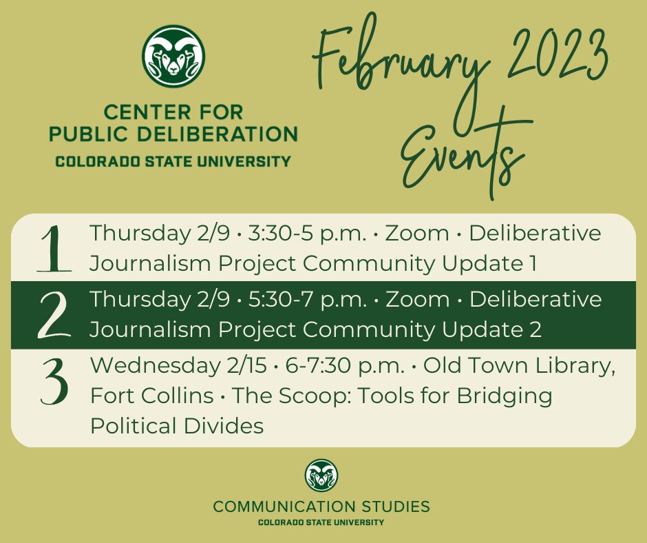csucommstudies's tweet image. Our @csucpd is hosting several public events this month! Get RSVP links and more details at communicationstudies.colostate.edu/events/