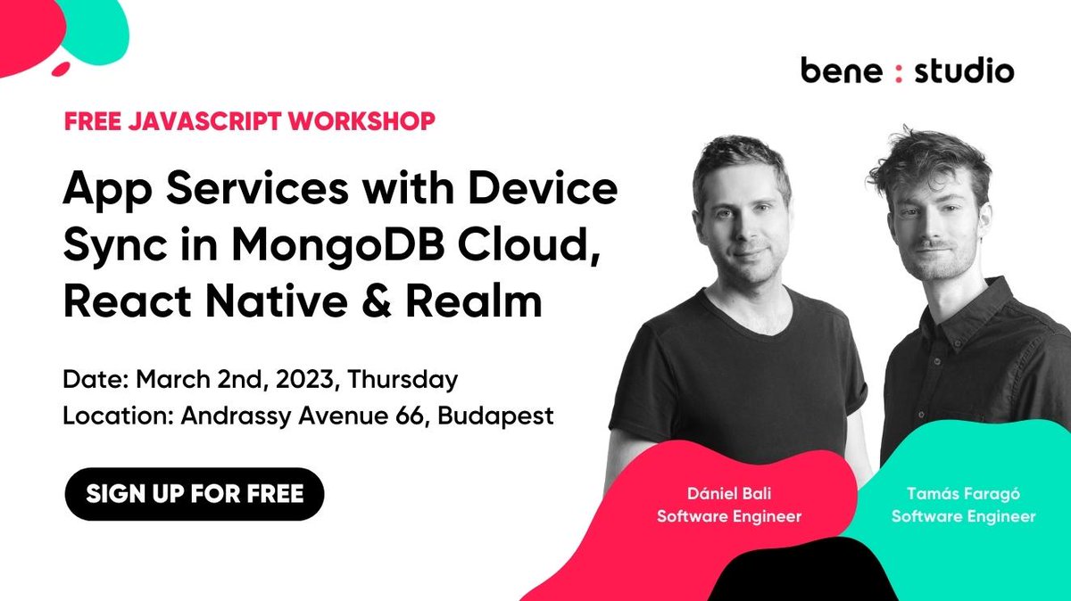 We're inviting you to our free #workshop to build a color set editor app where users can create their own sets, modify the colors & share them with other users by using @MongoDB's App Services, #ReactNative & #Realm. 📅 March 2nd 📍 Budapest More info: benestudio.co/workshops/java…
