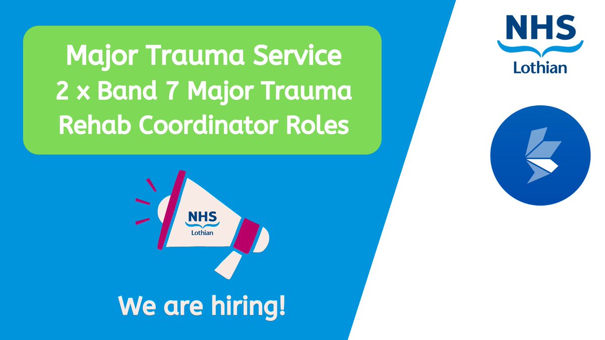 The SE MTC is looking to appoint 2 major trauma coordinators to join our brilliant rehab team based at RIE! A fantastic opportunity to support patients across their recovery journey & be involved in the continued development of the SE trauma network! apply.jobs.scot.nhs.uk/Job/JobDetail?…