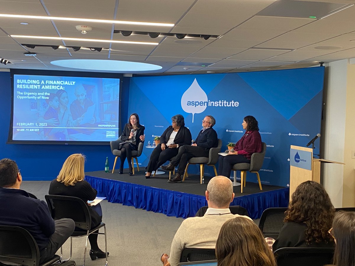 Grateful to Jocelyn Frye, Franz Paasche, and Elizabeth Kelly for closing out the public portion of day 1 of our financial resilience summit. Looking forward to workshopping this afternoon specifically what these incredible leaders can do next for #financialresilience! <a href="/AspenFSP/">Aspen Institute Financial Security Program</a>