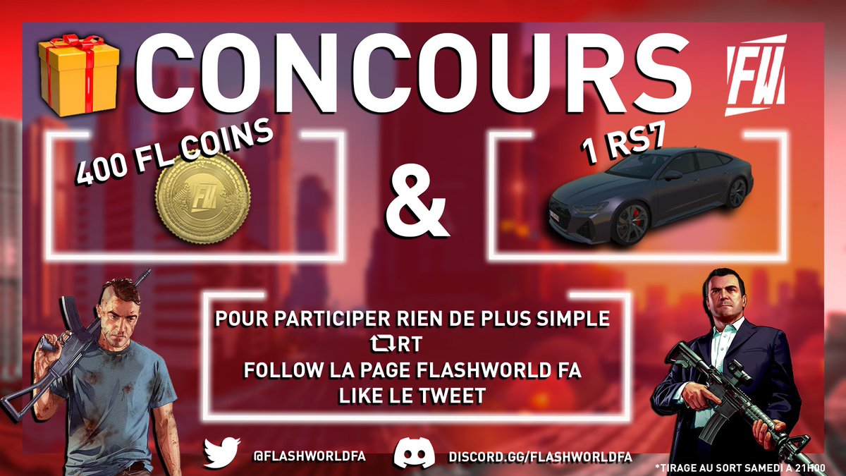 FlashworldFA's tweet image. 🎁Concours FlashWorld FA

FlashWorld FA tente de vous faire remporter 400 FL Coins ainsi qu'une RS7

Pour participer rien de plus simple : RT + Follow + Like le tweet

Un tirage au sort sera effectué le samedi 4 février à 21h00

discord.gg/flashworld
#Concours 

Bonne chance !
