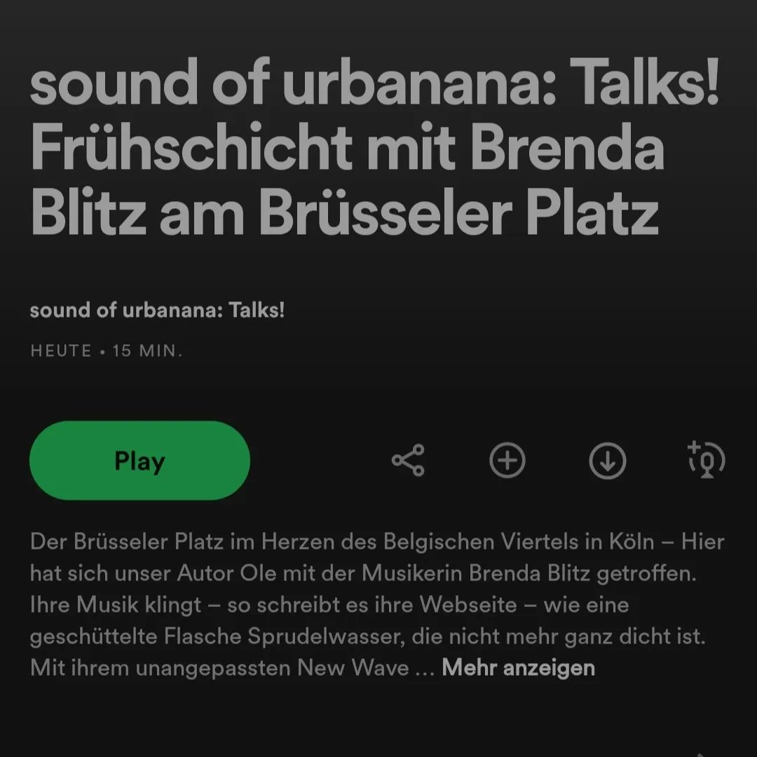 Raum16's tweet photo. Sound of Urbanana: Talks! 

Folge 5: Frühschicht mit Brenda Blitz. 

Der Brüsseler Platz im Herzen des Belgischen Viertels in Köln – Hier habe ich mich mit der Musikerin Brenda Blitz getroffen. 

https://t.co/oJhALH9Bpu 

https://t.co/HOXcnsQwcM

@goingurbanana
@SongSoundCity https://t.co/6D567zO4Hj
