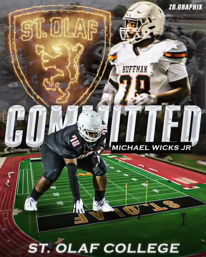 MichaelWicks78's tweet photo. Proud to announce I'll be commiting to @StOlafFB. 
GO OLES⚫🟡🦁
#UmYahYah https://t.co/D0SvWMy06O