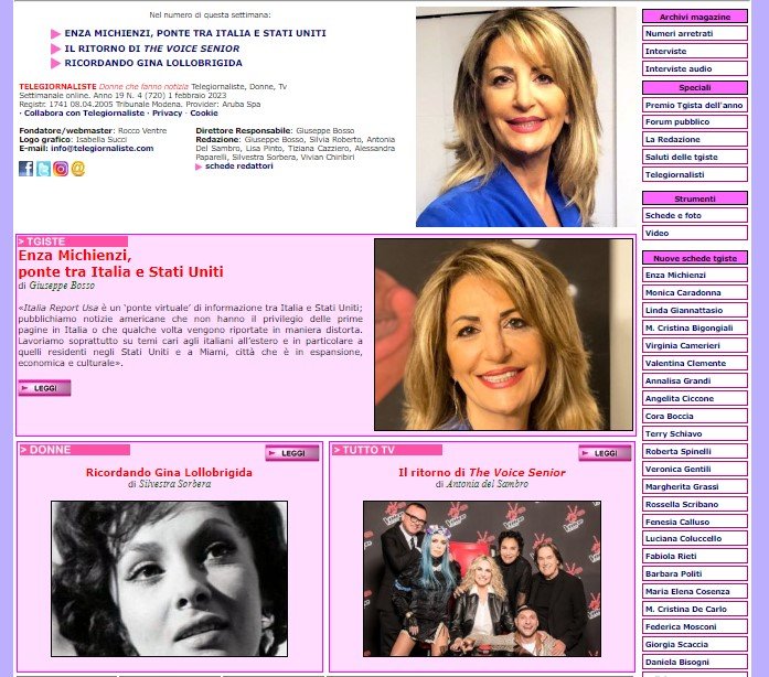 Online il numero 720 di #Telegiornaliste #donnechefannonotizia. In copertina: #EnzaMichienzi #GinaLollobrigida #TheVoiceSenior telegiornaliste.com