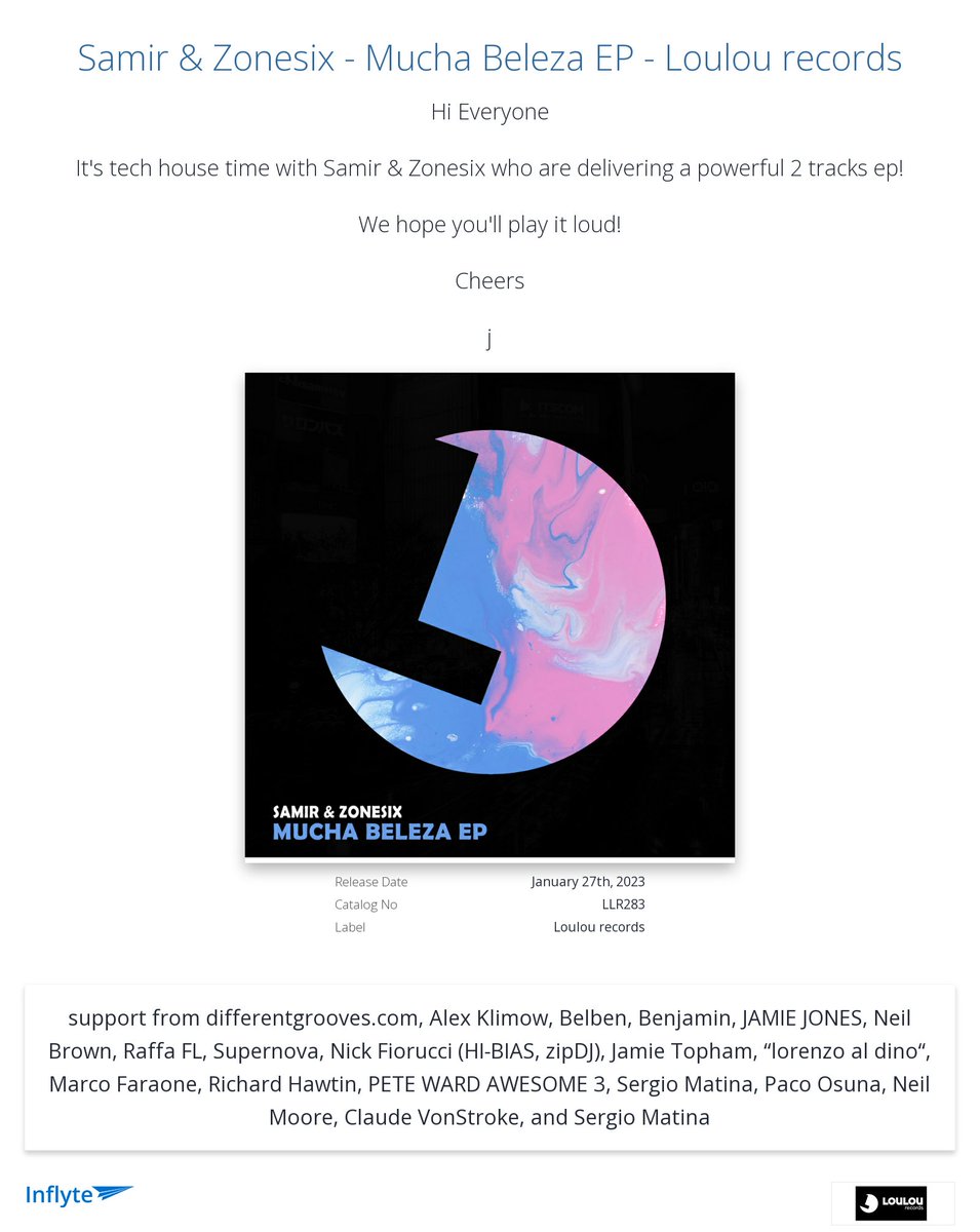 Cheers <a href="/JamieJonesMusic/">Jamie Jones</a> for the review "Feeling this."
inflyteapp.com/r/qn33bu