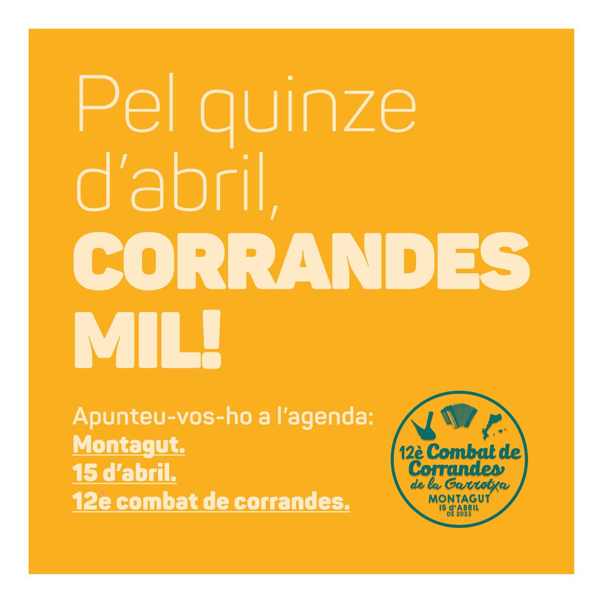 combatcorrandes's tweet photo. Ja n’arriba una de grossa
no en perdeu pas el fil
ens veiem glosant a plaça
el proper quinze d’abril! 

Seguiu atentes que aviat hi haurà notícies😜 https://t.co/gFloJdYau3