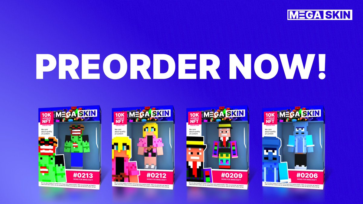megaskinio's tweet photo. The Megaskin PREORDER is set to begin in just 4 hours, at 8 PM GMT. Pre-order price for 0.019 ETH.
https://t.co/JPCnJLDnsb

Note that the pre-order is limited to only 100 skins https://t.co/bKYsojzrT5 

#Web3 #NFT #OpenSea #Metaverse #PlayToEarn #Sales #Drop #preorder https://t.co/lKQ82KWQ5i