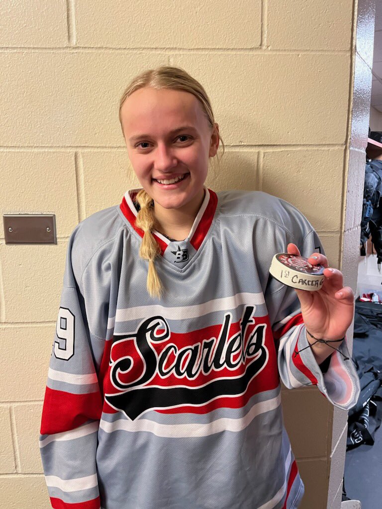 GirlspuckWest's tweet photo. Congrats to 8th graders Shelby Jones and Claire Roering on their first varsity goals last night in a 10 to 5 win over Worthington! https://t.co/AkKb059CN2